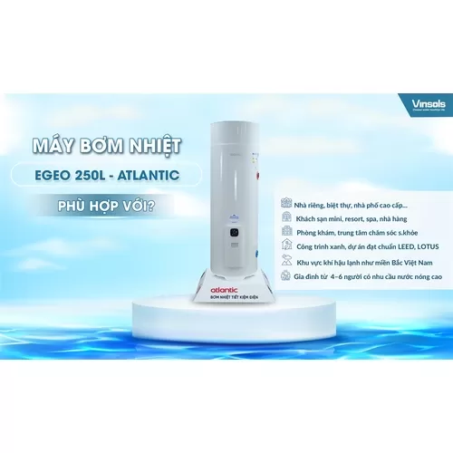 MÁY NƯỚC NÓNG BƠM NHIỆT EGEO (WIFI) 250L - ATLANTIC