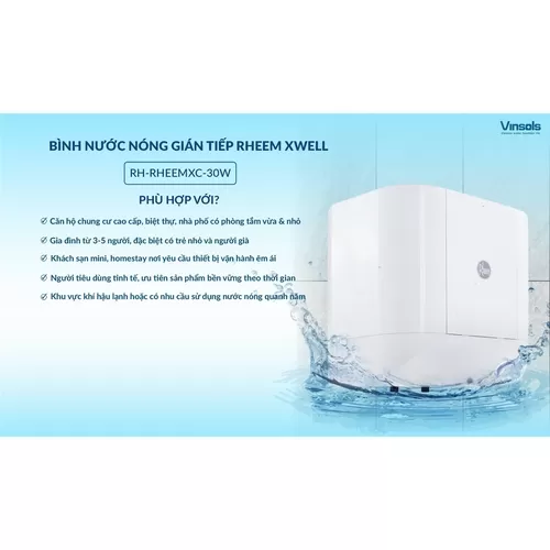 BÌNH NƯỚC NÓNG GIÁN TIẾP RHEEM XWELL RH-RHEEMXC-30W