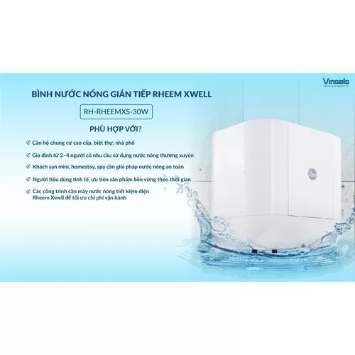BÌNH NƯỚC NÓNG GIÁN TIẾP RHEEM XWELL RH-RHEEMXS-30W