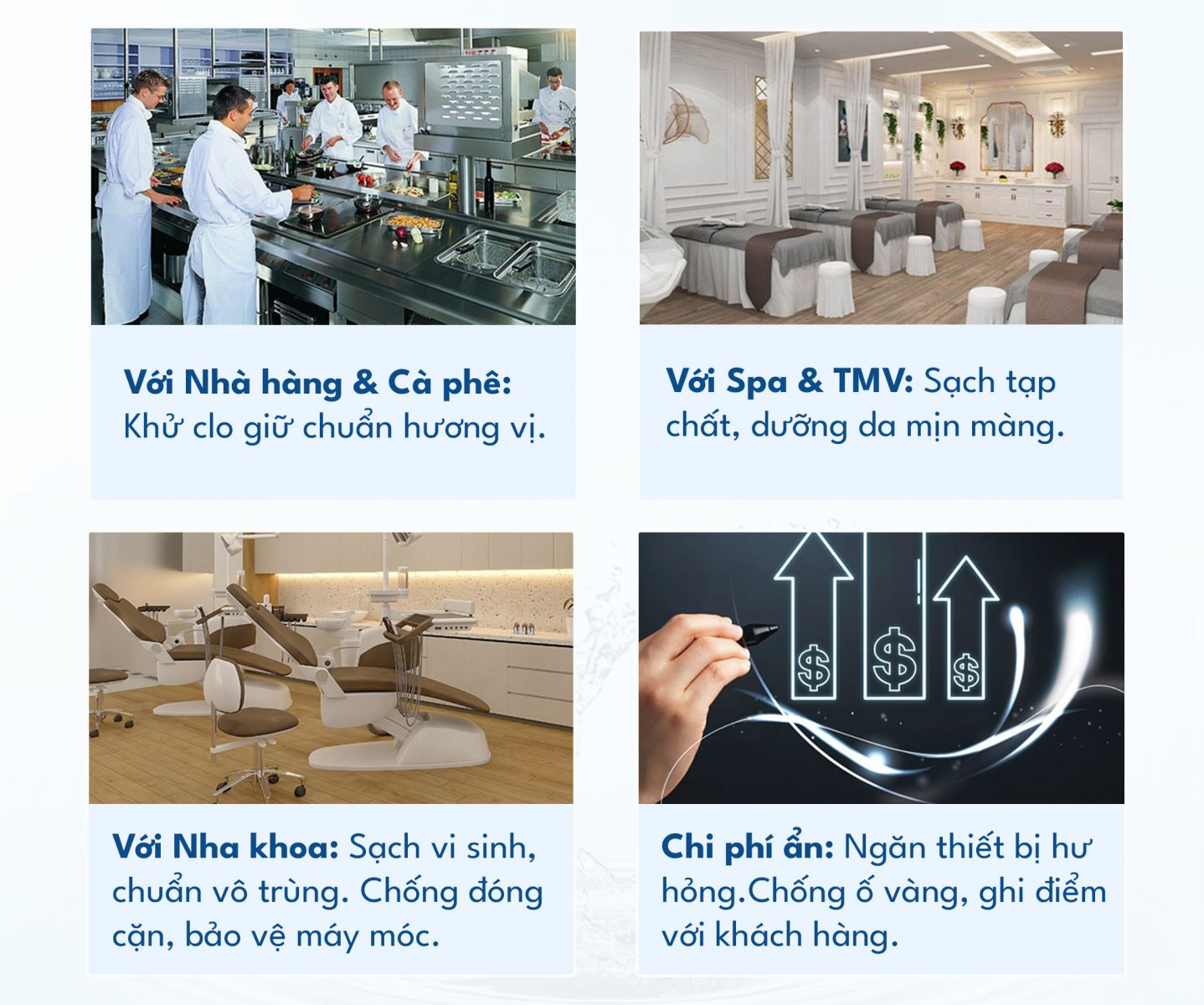 Những vấn đề về nước thường gặp tại nha khoa, cà phê, spa, nhà hàng