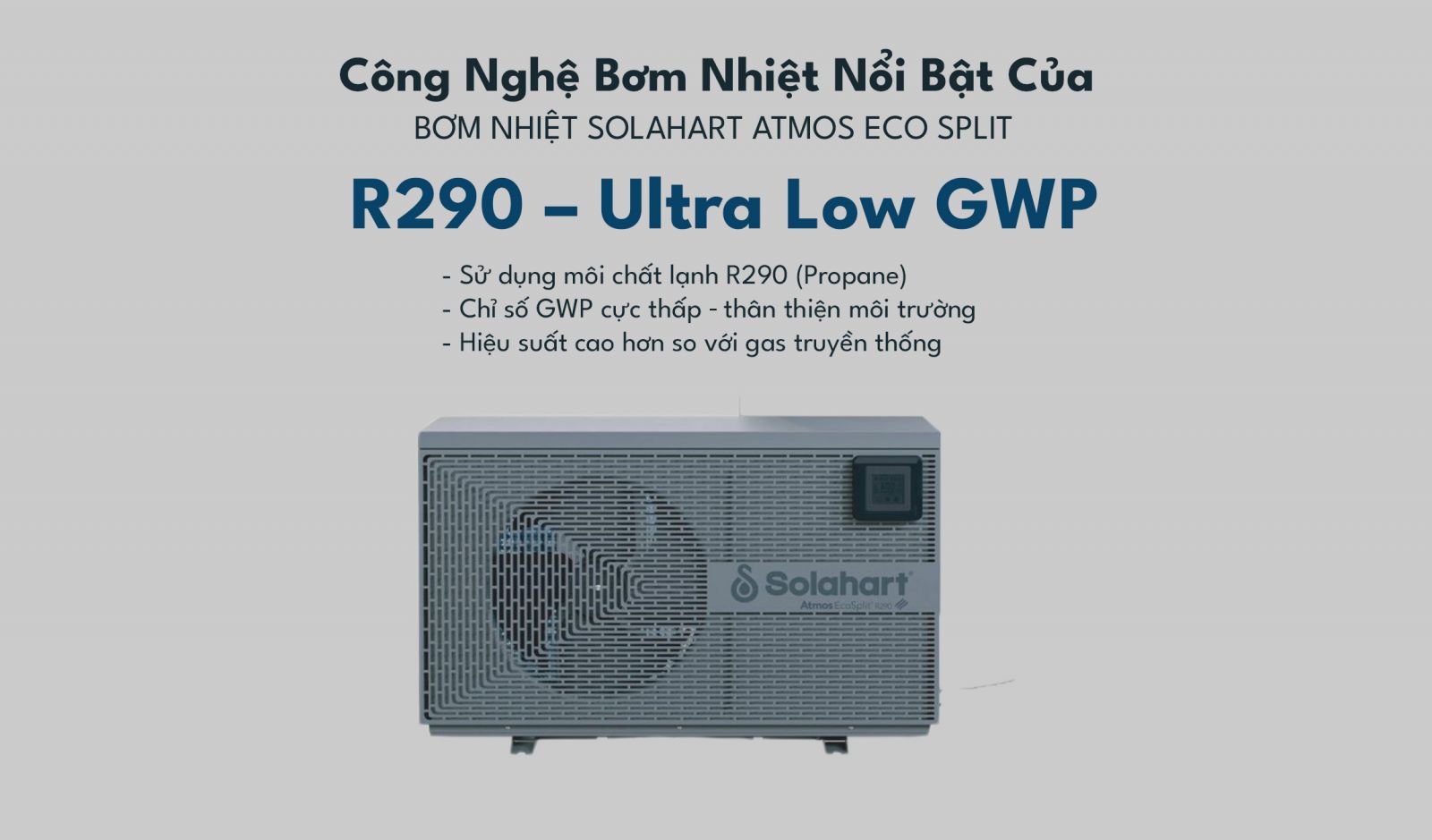 Máy bơm nhiệt SH atmos eco split sử dụng Công nghệ bơm nhiệt R290 – Ultra Low GWP