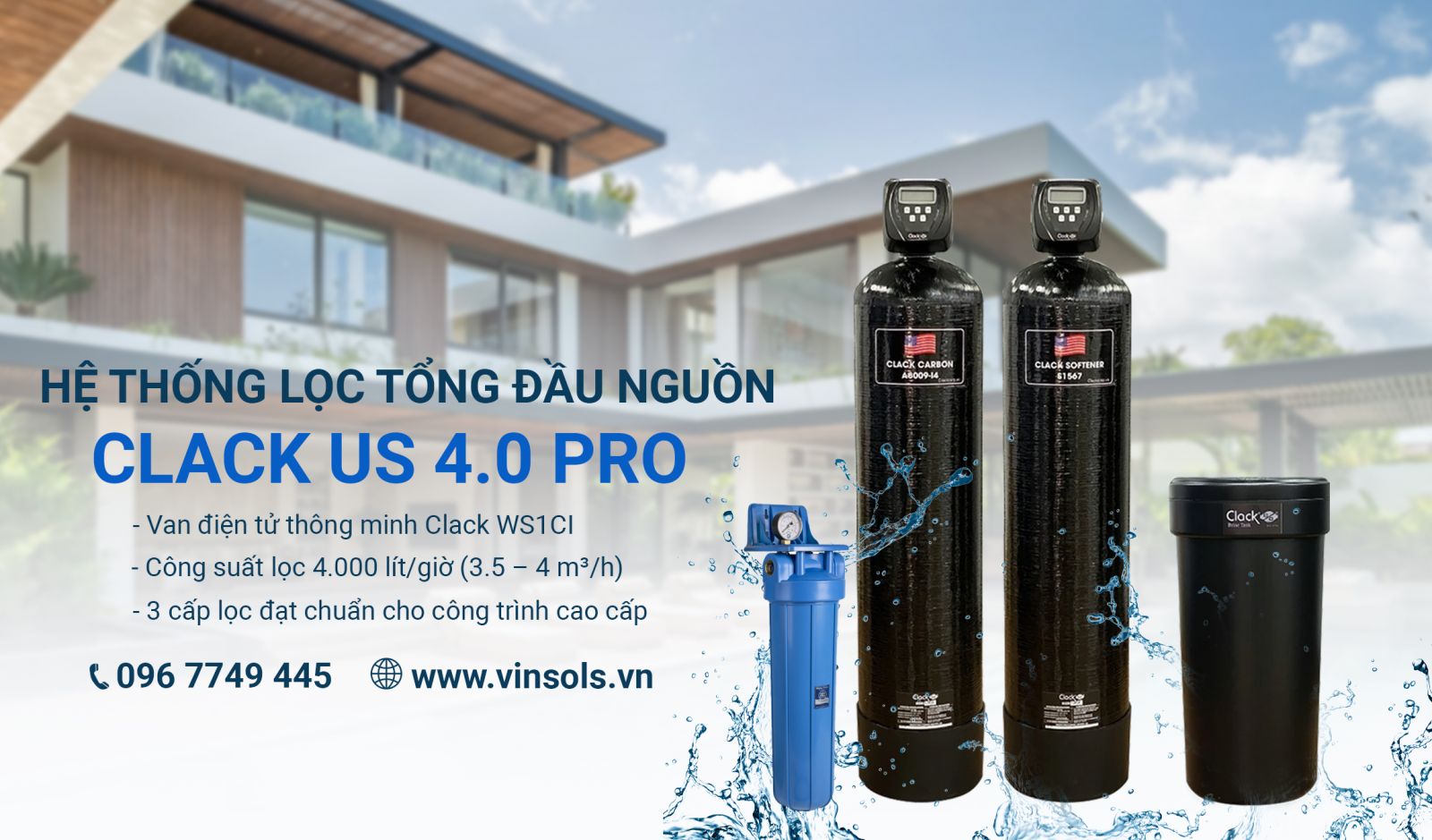 Hình ảnh hệ thống lọc tổng Clack Us 4.0 pro tại Vinsols