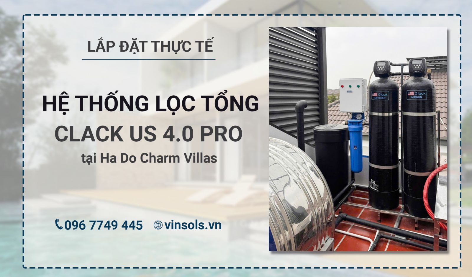 Hệ lọc tổng Clack US 4.0 Pro hoàn thiện tại phòng kỹ thuật biệt thự